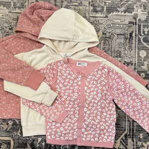 H&M and Old Navy Floral Pink and Cream Kids Cardigan and Hoodie Set